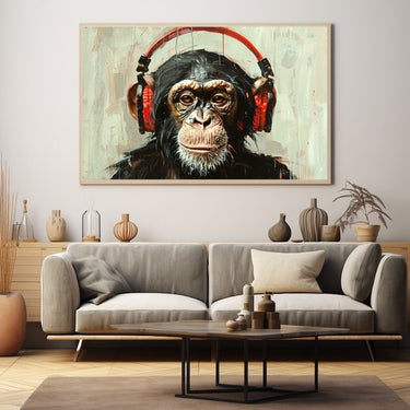 Tableau Singe Avec Écouteurs